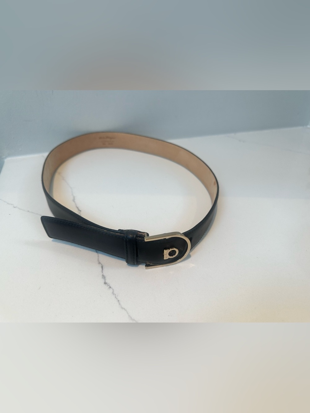 Salvatore Ferragamo size 23 Black LeatherBelt with Gold Buckle